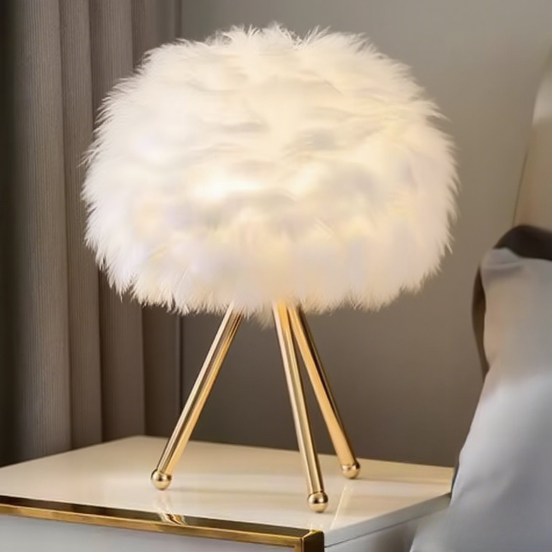 Luminária de Mesa com Penas Modernas LED
