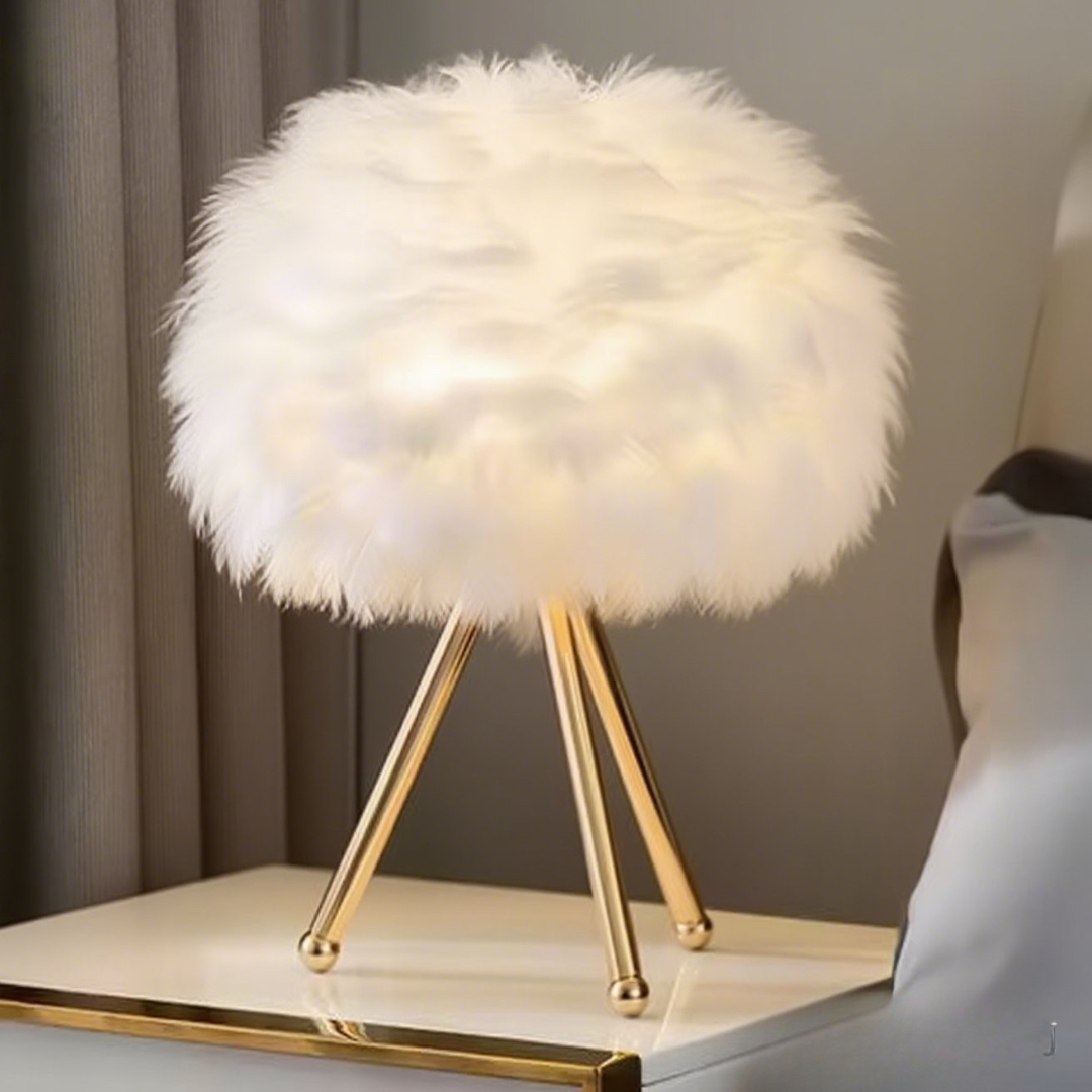 Luminária de Mesa com Penas Modernas LED