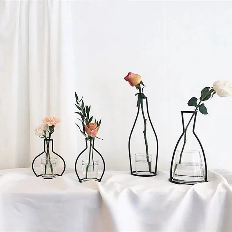 Linha De Ferro Retro Tabela Flores Vaso, Suporte De Planta De Metal, Estilos Nórdicos, Vaso De Flores, Decorações De Jardim Em Casa, Pote De Casamento Ornamento