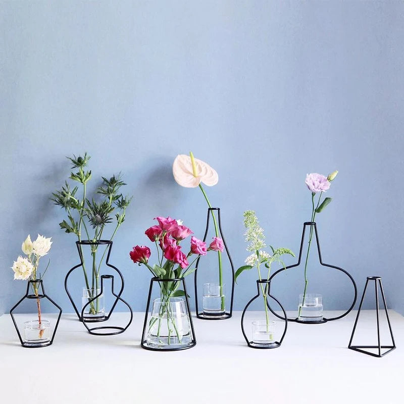 Linha De Ferro Retro Tabela Flores Vaso, Suporte De Planta De Metal, Estilos Nórdicos, Vaso De Flores, Decorações De Jardim Em Casa, Pote De Casamento Ornamento