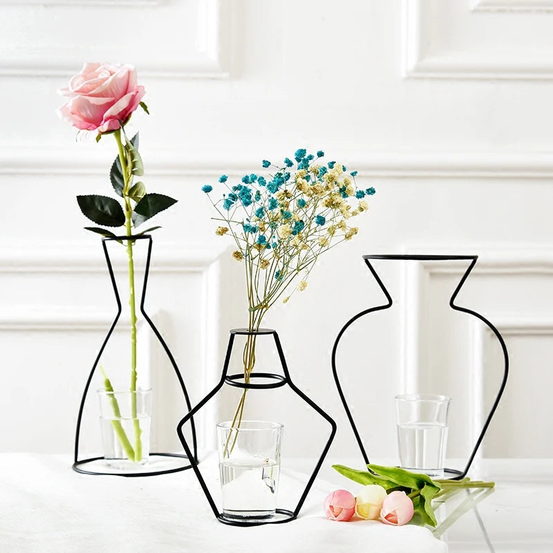 Linha De Ferro Retro Tabela Flores Vaso, Suporte De Planta De Metal, Estilos Nórdicos, Vaso De Flores, Decorações De Jardim Em Casa, Pote De Casamento Ornamento