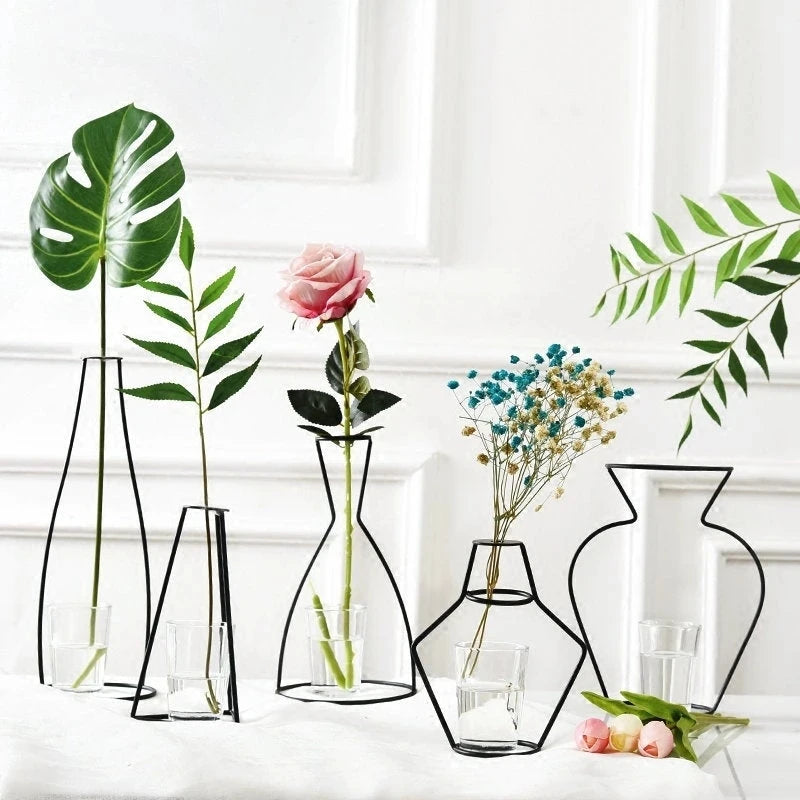 Linha De Ferro Retro Tabela Flores Vaso, Suporte De Planta De Metal, Estilos Nórdicos, Vaso De Flores, Decorações De Jardim Em Casa, Pote De Casamento Ornamento