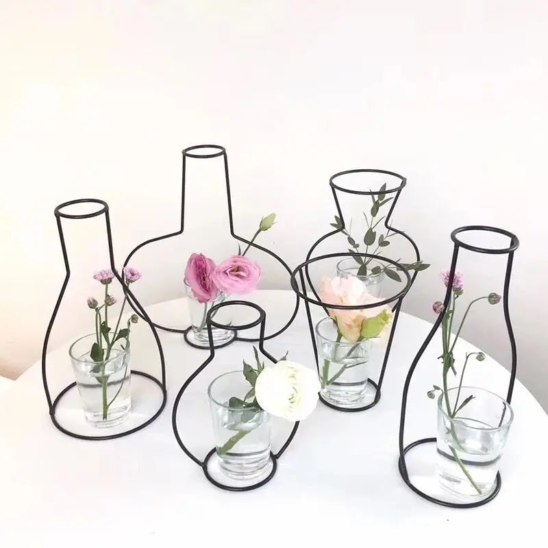 Linha De Ferro Retro Tabela Flores Vaso, Suporte De Planta De Metal, Estilos Nórdicos, Vaso De Flores, Decorações De Jardim Em Casa, Pote De Casamento Ornamento