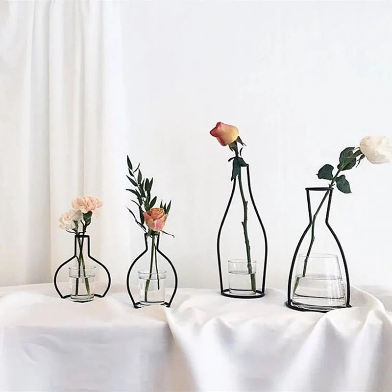 Linha De Ferro Retro Tabela Flores Vaso, Suporte De Planta De Metal, Estilos Nórdicos, Vaso De Flores, Decorações De Jardim Em Casa, Pote De Casamento Ornamento
