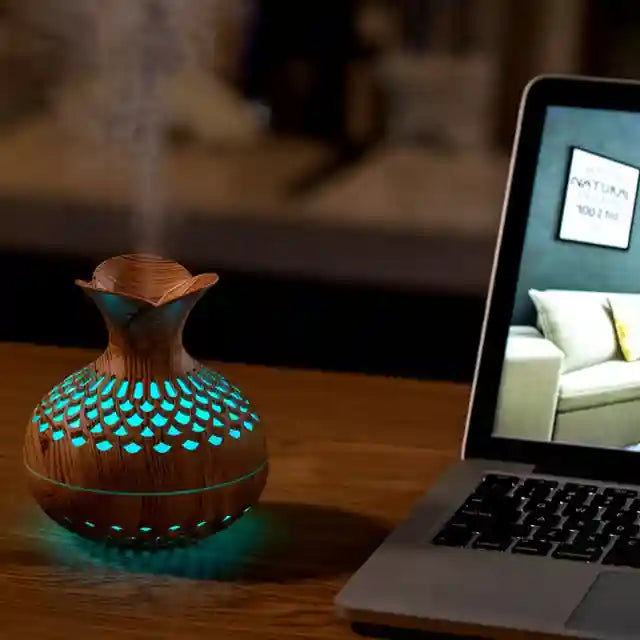 Vaso Difusor de Aromaterapia 300ml com Lâmpada RGB
