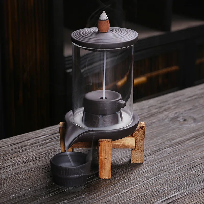 Areia roxa Tempo Vem De Volta Fluxo Incenso Burner Decoração-Interior Aroma Difusor Pedra Moagem Incenso Pedestal Artesanato Criativo Efeito Curativo Psicológico Candle Incense Pedestal Adequado para Presente Dando