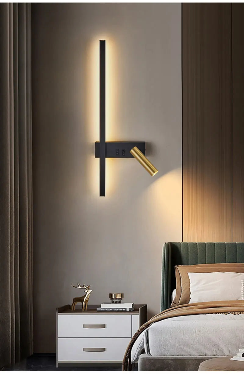 Lâmpada de parede nórdica moderna, preto e branco, minimalista, sala de estar, sofá, fundo, lâmpada decorativa, luz de luxo, quarto, cabeceira