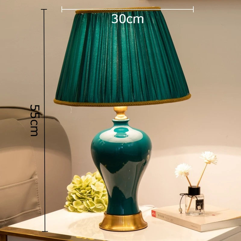 Americano retro cerâmica tecido lâmpada de mesa minimalista romance decoração para casa quarto cabeceira estudo leitura luzes led atmosfera