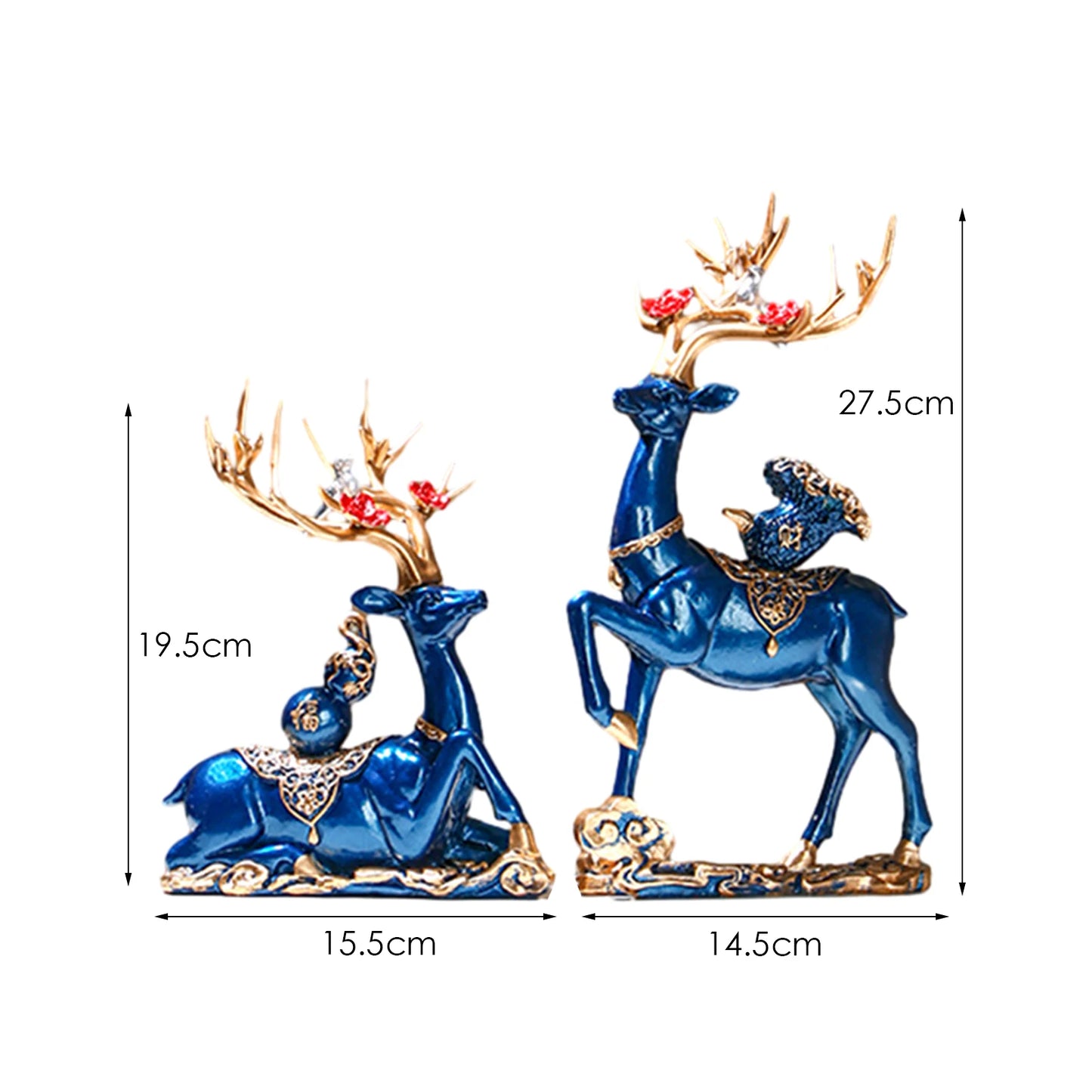 Resina Rena Escultura para Estante Gabinete, Elk Arte Artesanato, Sala de Estar, Decoração Dia Dos Namorados, Lareira, 2Pcs