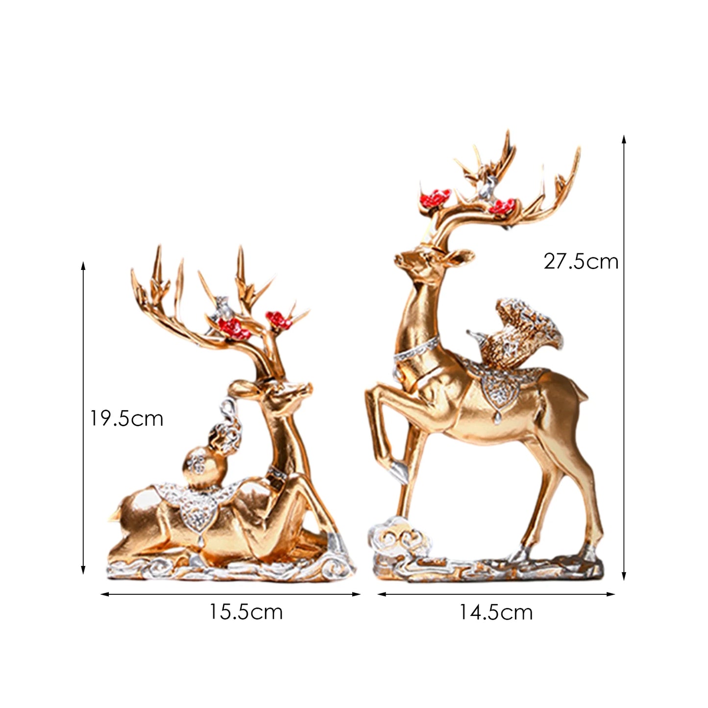Resina Rena Escultura para Estante Gabinete, Elk Arte Artesanato, Sala de Estar, Decoração Dia Dos Namorados, Lareira, 2Pcs