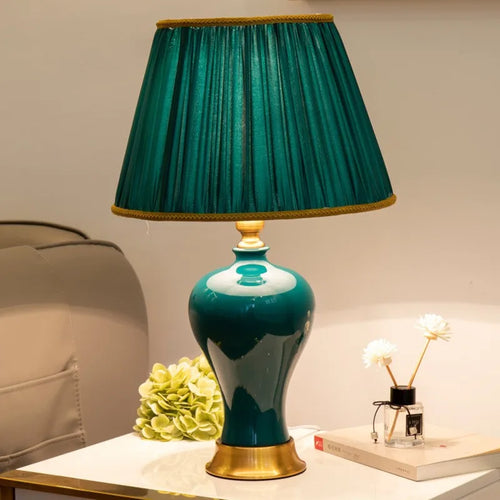 Americano retro cerâmica tecido lâmpada de mesa minimalista romance decoração para casa quarto cabeceira estudo leitura luzes led atmosfera