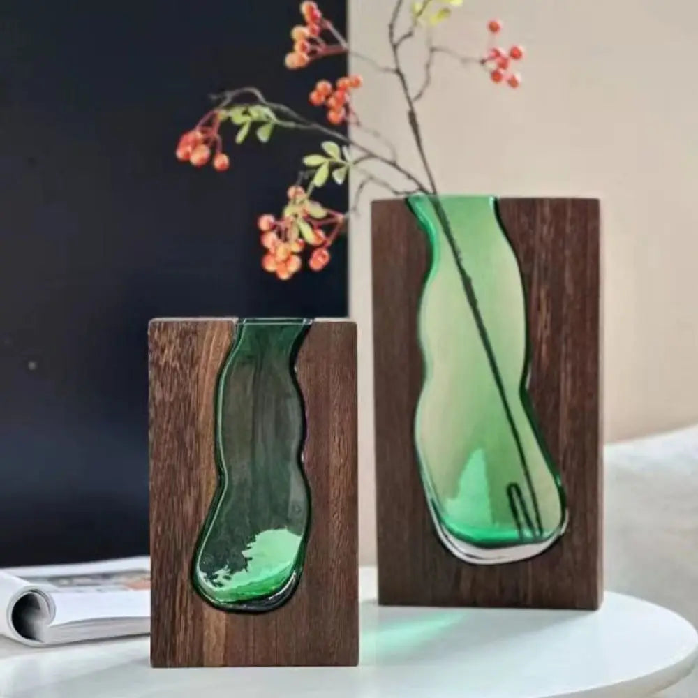 Garrafa de arranjo de flores vaso de vidro de madeira criativo moderno suporte de flores hidropônicas requintado vaso de flores transparente homestay