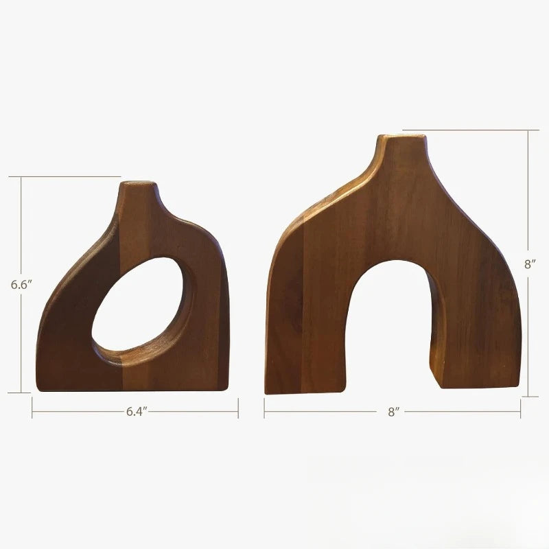 Suporte de flores de mesa de madeira maciça nórdica 2 tamanhos com vaso de madeira de acácia mesa criativa para decoração de arranjo de flores