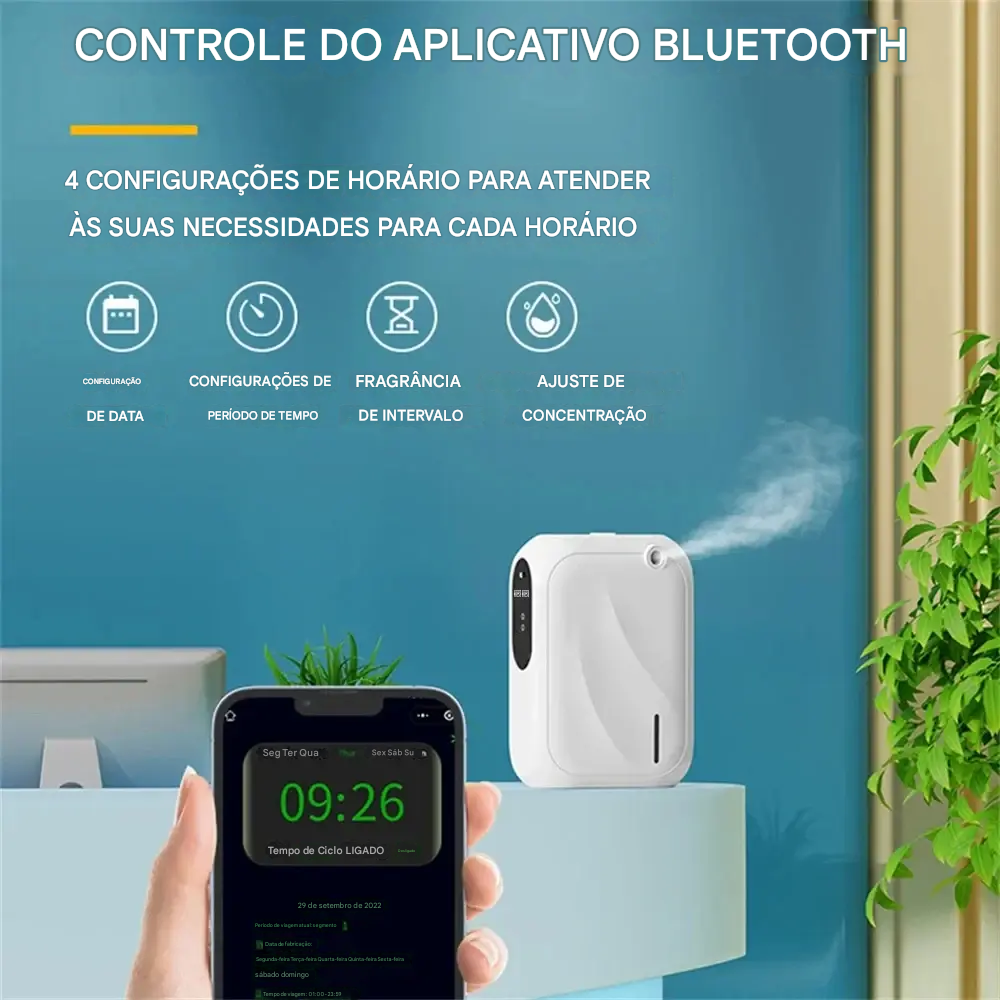 Difusor de Aroma Inteligente Bluetooth para Ambientes 200m³