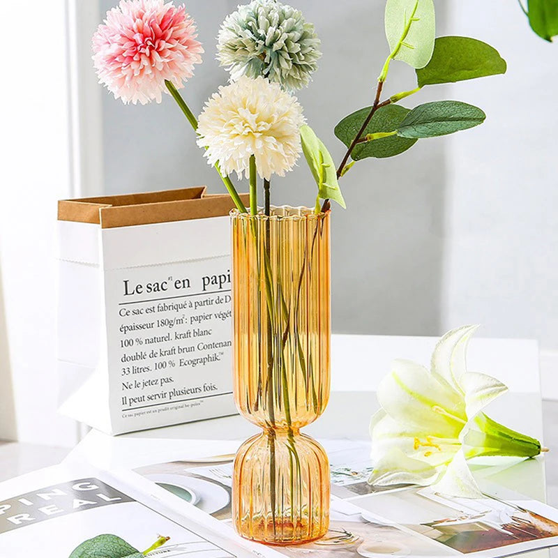 Vaso De Vidro Elegante Para Arranjo De Flores, Pequenos Vasos De Vidro, Acessórios De Decoração Para Casa, Beautiful Living Room Glass Ornament, 1Pc