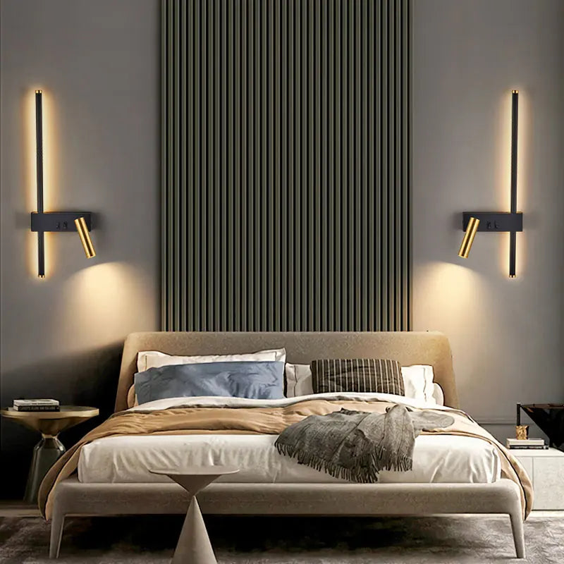 Lâmpada de parede nórdica moderna, preto e branco, minimalista, sala de estar, sofá, fundo, lâmpada decorativa, luz de luxo, quarto, cabeceira