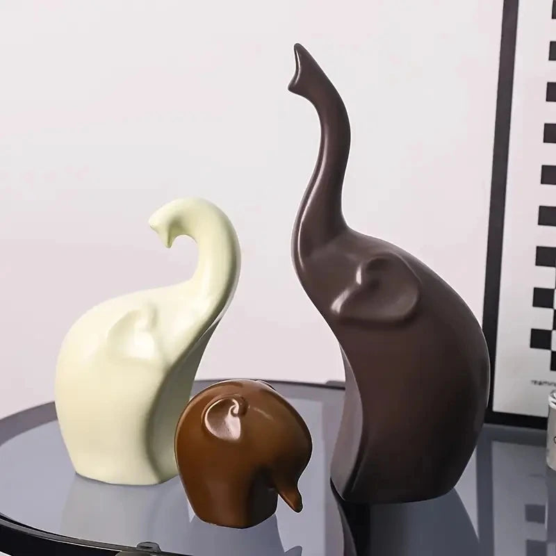 1 conjunto estilo nórdico elefante família de três estátuas de família esculturas animais ornamentos de mesa para amigo presentes exclusivos