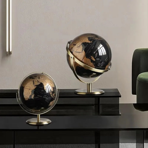 Novo 20/23cm preto ouro girando globo britânico decoração de escritório em casa estilo europeu criativo artesanato decoração globo