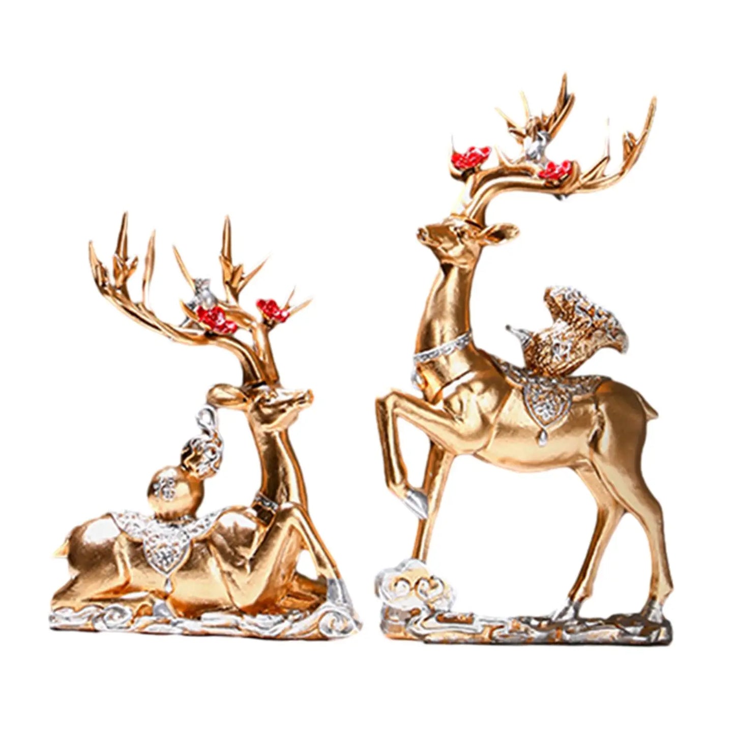 Resina Rena Escultura para Estante Gabinete, Elk Arte Artesanato, Sala de Estar, Decoração Dia Dos Namorados, Lareira, 2Pcs