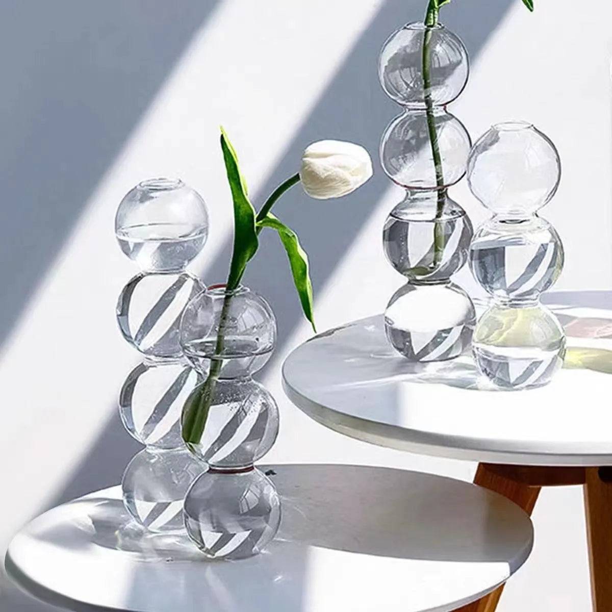 Vaso de bolhas de vidro nórdico-plantador hidropônico transparente para decoração de mesa de casa, ideia de presente simples e fofa e decoração de arranjo de flores