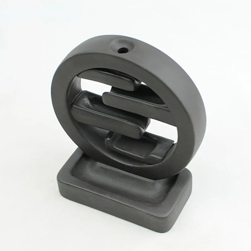 Queimador de incenso de cerâmica moderno, areia roxa e refluxo de argila preta, suporte cônico, design geométrico quadrado circular simples