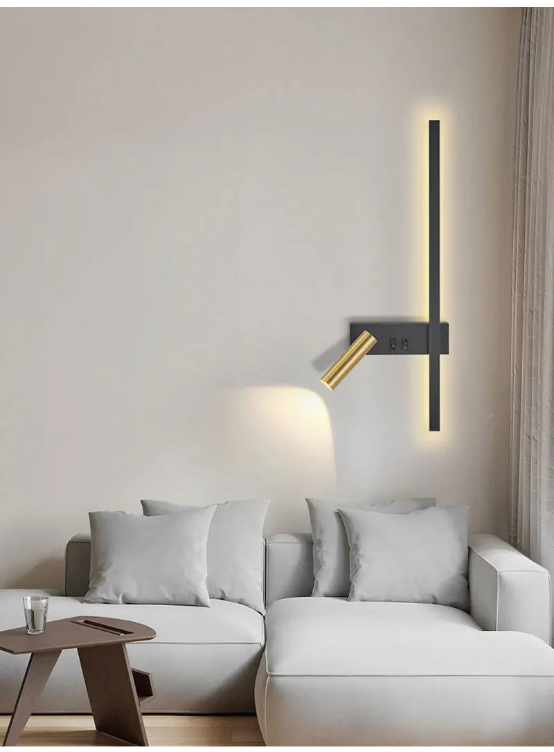 Lâmpada de parede nórdica moderna, preto e branco, minimalista, sala de estar, sofá, fundo, lâmpada decorativa, luz de luxo, quarto, cabeceira