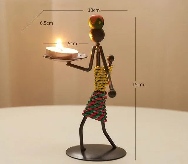 Handmade ferro castiçal, castiçal de metal vintage, artesanato criativo, suporte forjado em miniatura, decoração da sala de estar