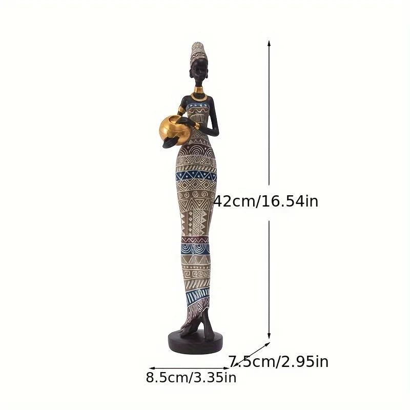 Resina Pintada Decoração Estátua Preta, Mulheres Africanas Segurando Potes De Cerâmica, Itens Da Coleção Desktop, Figurinhas Retro, Casa E Quarto