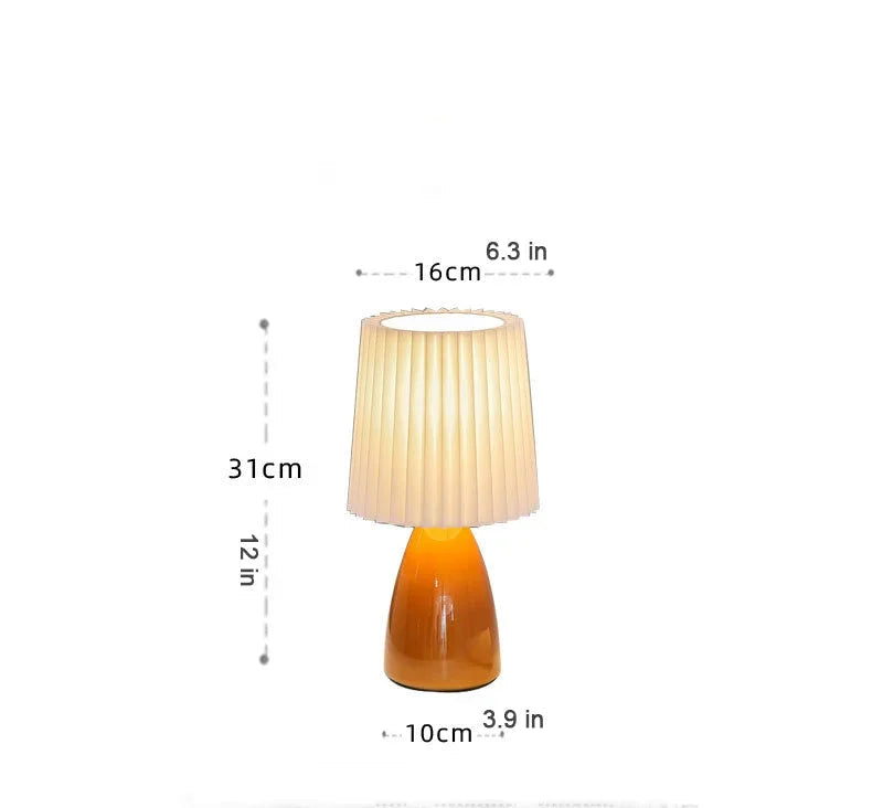 Milkshake-LED plissado abajur de cabeceira, cor quente, luz decorativa da noite, cerâmica iluminação interior, mesa sala, E27