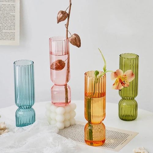 Vaso De Vidro Elegante Para Arranjo De Flores, Pequenos Vasos De Vidro, Acessórios De Decoração Para Casa, Beautiful Living Room Glass Ornament, 1Pc