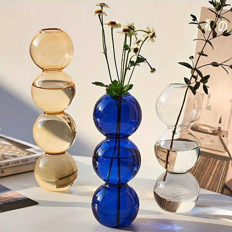 Vaso de bolhas de vidro nórdico-plantador hidropônico transparente para decoração de mesa de casa, ideia de presente simples e fofa e decoração de arranjo de flores