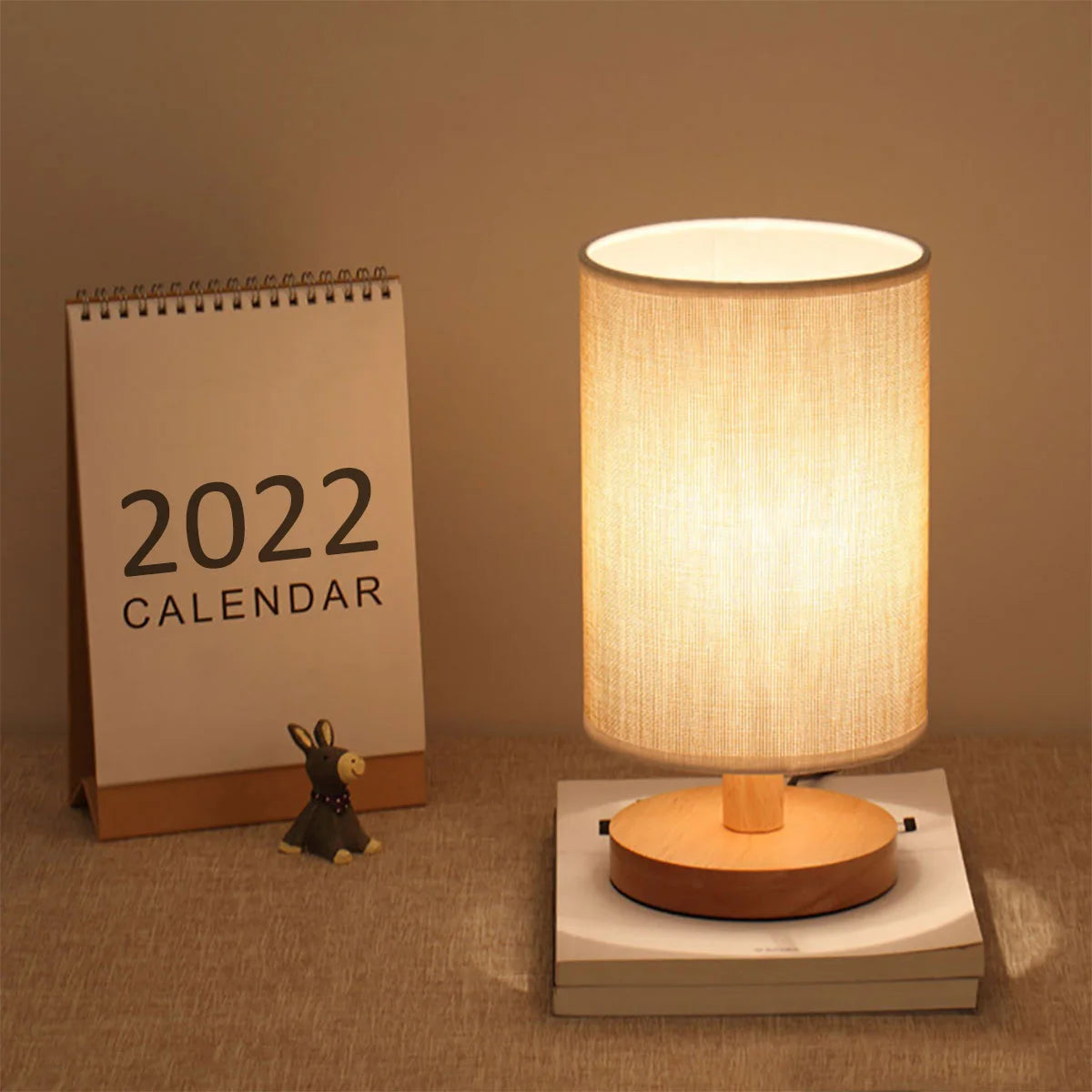 Usb lâmpada de cabeceira luzes da noite lâmpada de mesa para o quarto lâmpada de mesa de madeira luz da noite com cilindro sombra da lâmpada decoração da sua casa