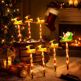 Kit 5 Luzes Solares de Natal: Papai Noel e Renas