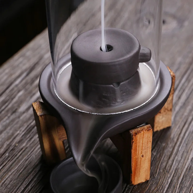 Areia roxa Tempo Vem De Volta Fluxo Incenso Burner Decoração-Interior Aroma Difusor Pedra Moagem Incenso Pedestal Artesanato Criativo Efeito Curativo Psicológico Candle Incense Pedestal Adequado para Presente Dando