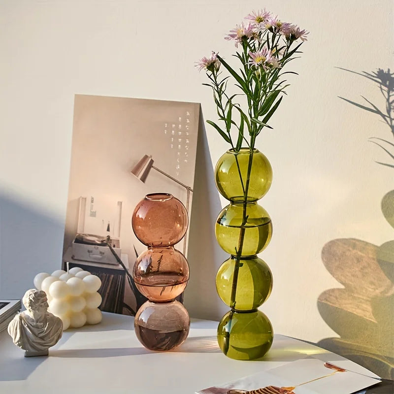 Vaso de bolhas de vidro nórdico-plantador hidropônico transparente para decoração de mesa de casa, ideia de presente simples e fofa e decoração de arranjo de flores