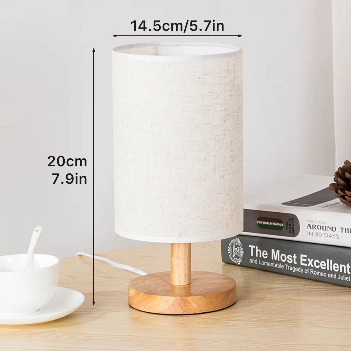 Usb lâmpada de cabeceira luzes da noite lâmpada de mesa para o quarto lâmpada de mesa de madeira luz da noite com cilindro sombra da lâmpada decoração da sua casa