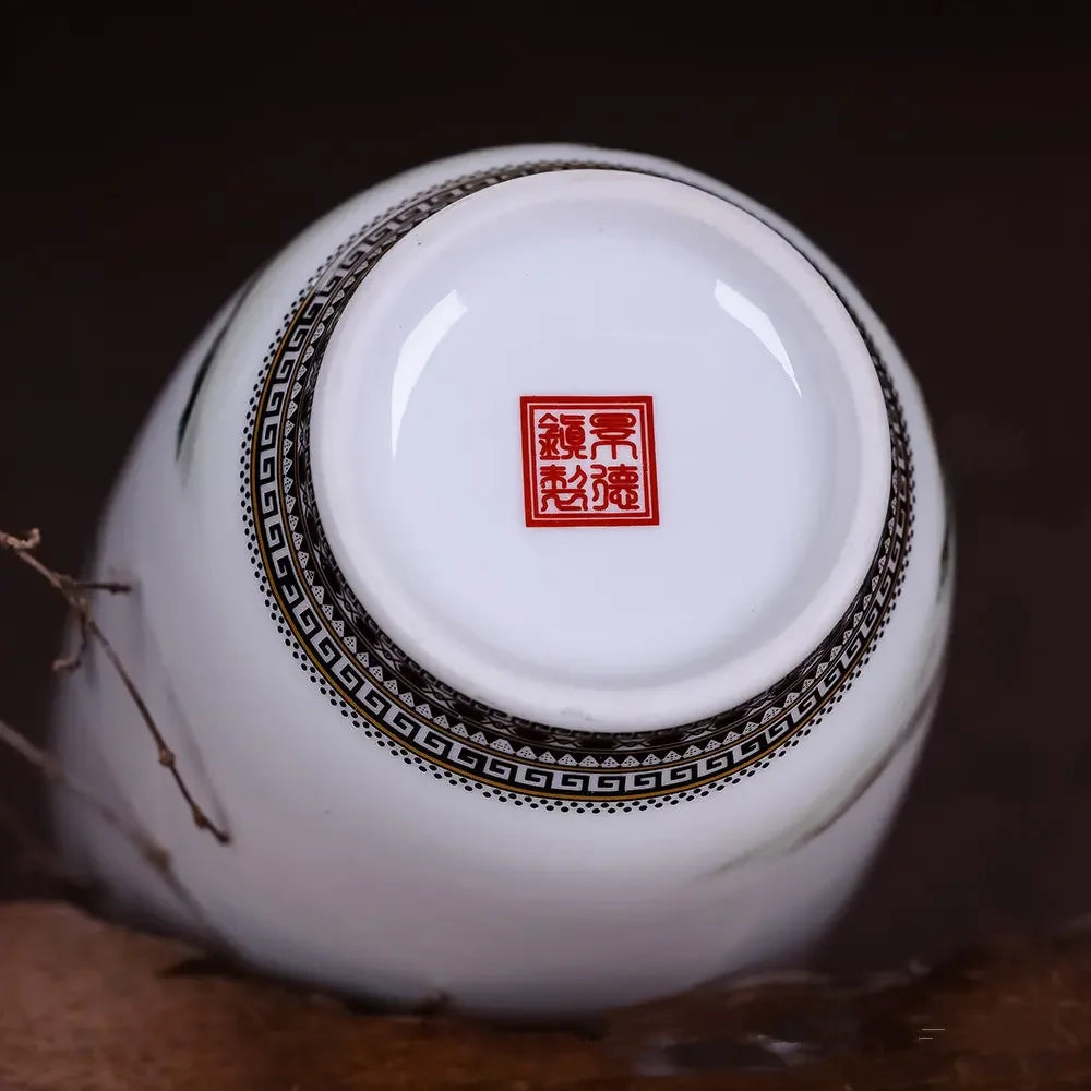 Vaso de cerâmica jingdezhen, vasos de flores tradicionais chineses, decoração de sala de estar, superfície fina e lisa, artigos de decoração