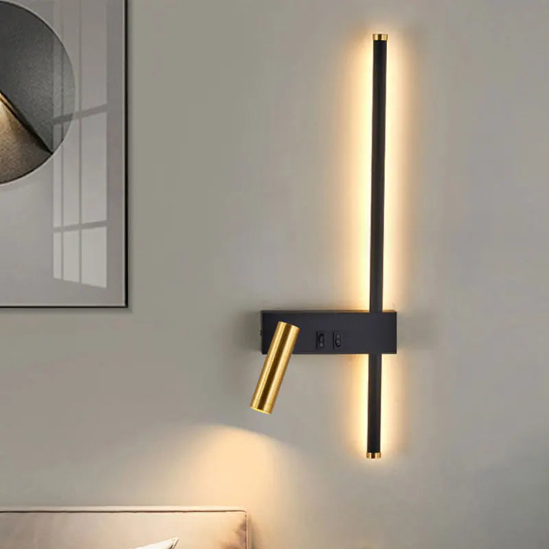 Lâmpada de parede nórdica moderna, preto e branco, minimalista, sala de estar, sofá, fundo, lâmpada decorativa, luz de luxo, quarto, cabeceira