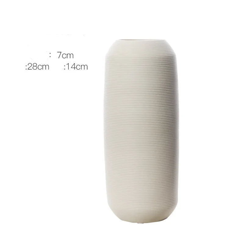 Moderno e minimalista criativo branco escovado vaso de cerâmica arranjo de flores secas vaso decoração para casa arte nórdica artesanato ornamentos