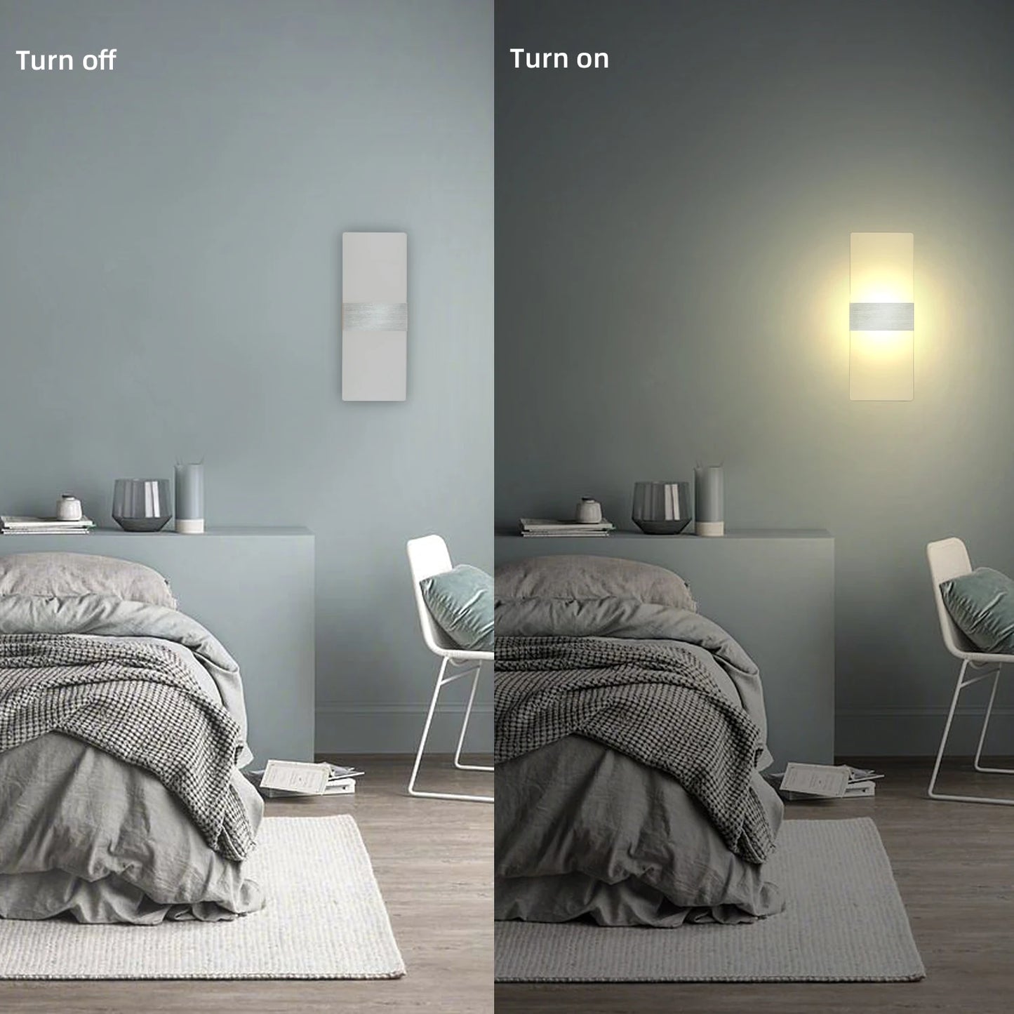 Lâmpada de parede minimalista moderna, luz de parede LED interna, fio rígido acrílico de alumínio, arandelas de escada de corredor de sala de estar de quarto
