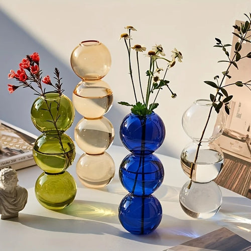 Vaso de bolhas de vidro nórdico-plantador hidropônico transparente para decoração de mesa de casa, ideia de presente simples e fofa e decoração de arranjo de flores