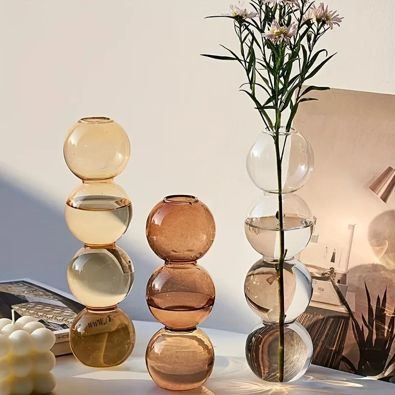 Vaso de bolhas de vidro nórdico-plantador hidropônico transparente para decoração de mesa de casa, ideia de presente simples e fofa e decoração de arranjo de flores
