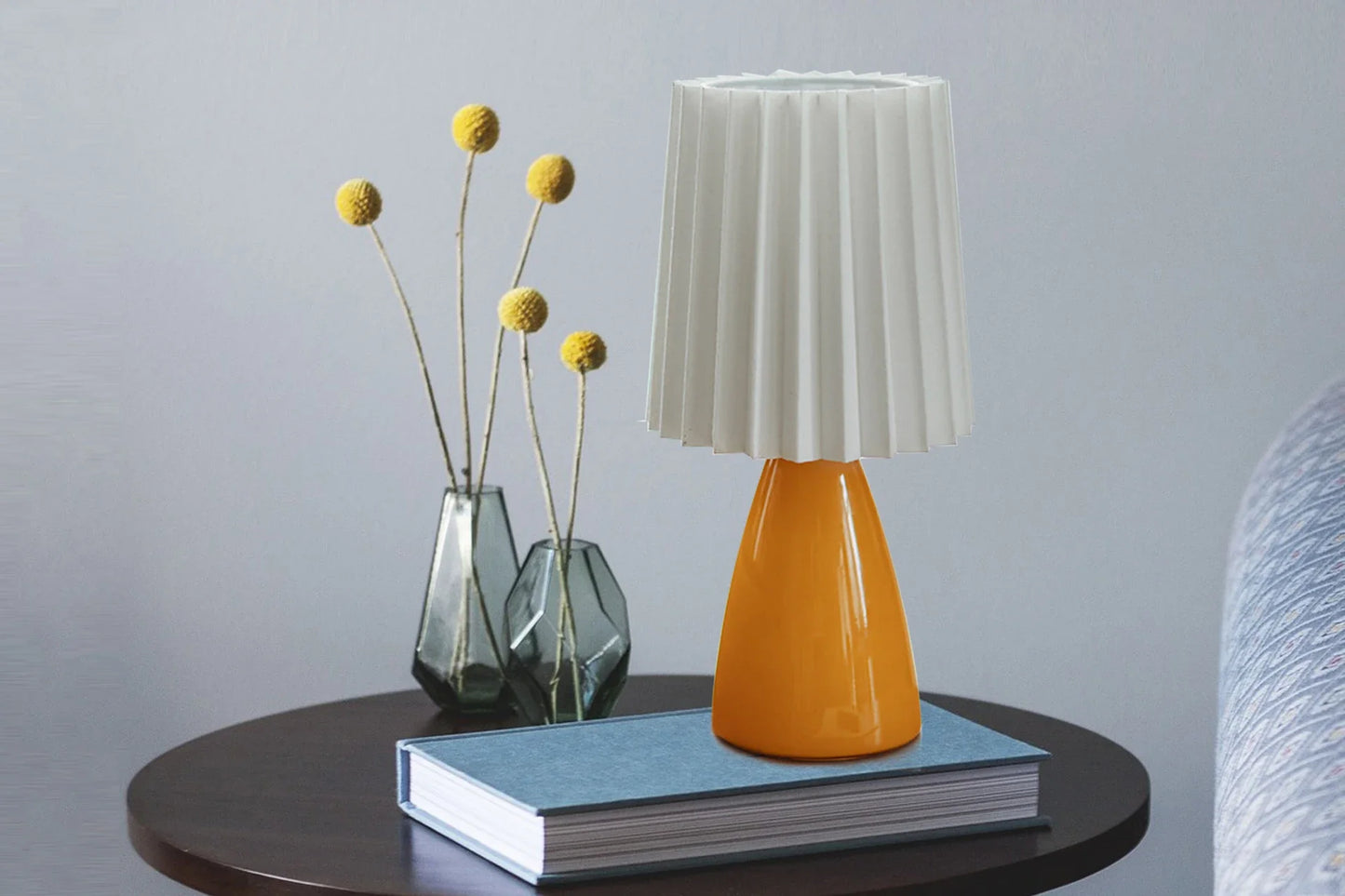 Milkshake-LED plissado abajur de cabeceira, cor quente, luz decorativa da noite, cerâmica iluminação interior, mesa sala, E27