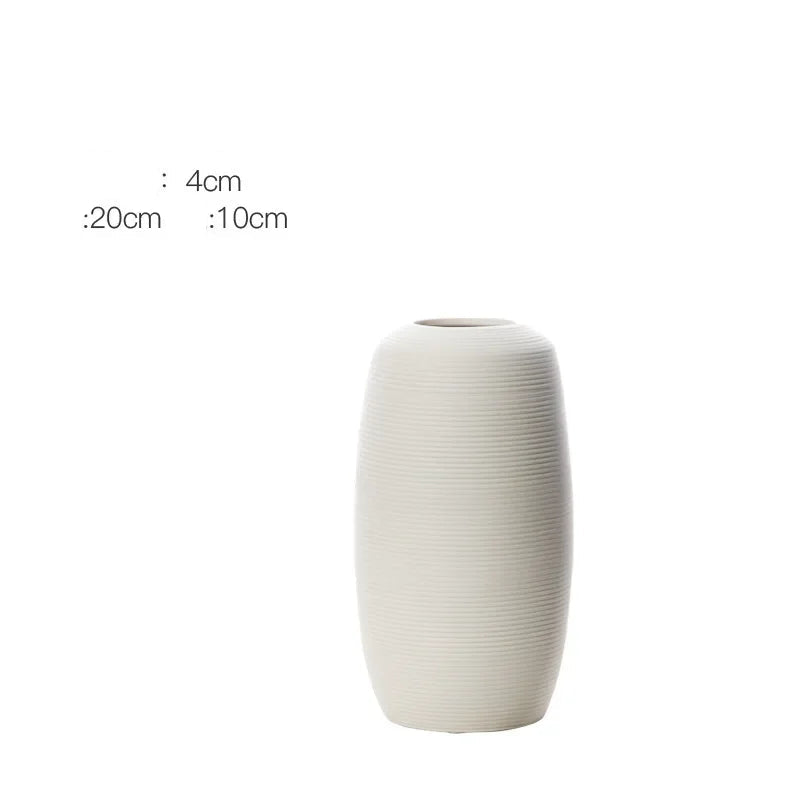 Moderno e minimalista criativo branco escovado vaso de cerâmica arranjo de flores secas vaso decoração para casa arte nórdica artesanato ornamentos