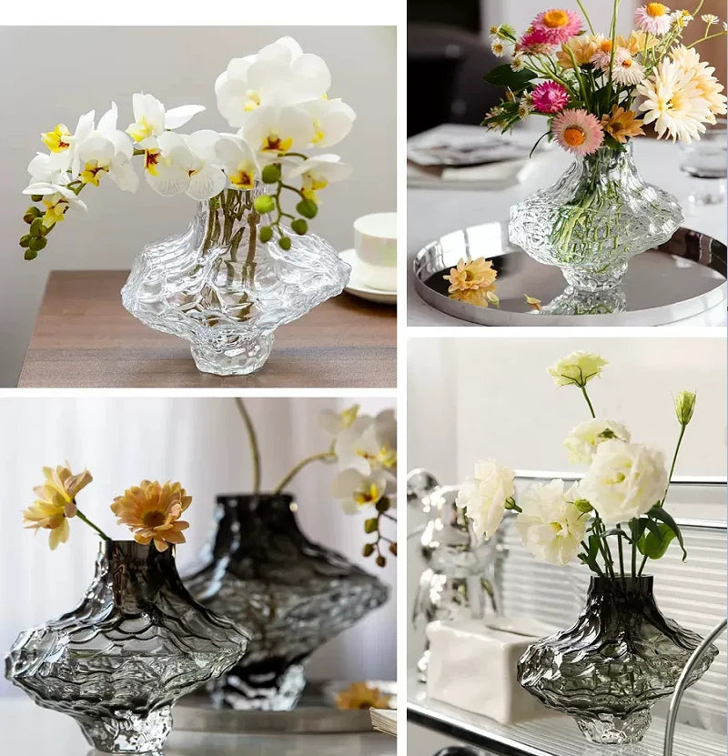 Luxo nórdico estilo minimalista vaso de vidro fosco clássico casa sala estar decoração suporte para flores vasos decorativos moderno