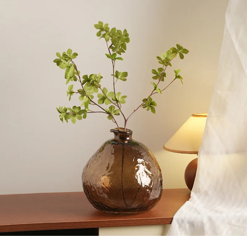 Vaso de vidro marrom minimalista, vaso de plantas hidropônicas, decoração de mesa, arranjo de flores, vasos florais, decoração estética de quarto