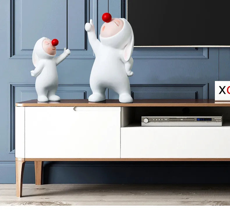 Moderno Balão Bonito Coelho Resina Ornamentos, Home Decor Artesanato, Estatuetas De Mesa De Escritório, Estante Artesanato De Escultura