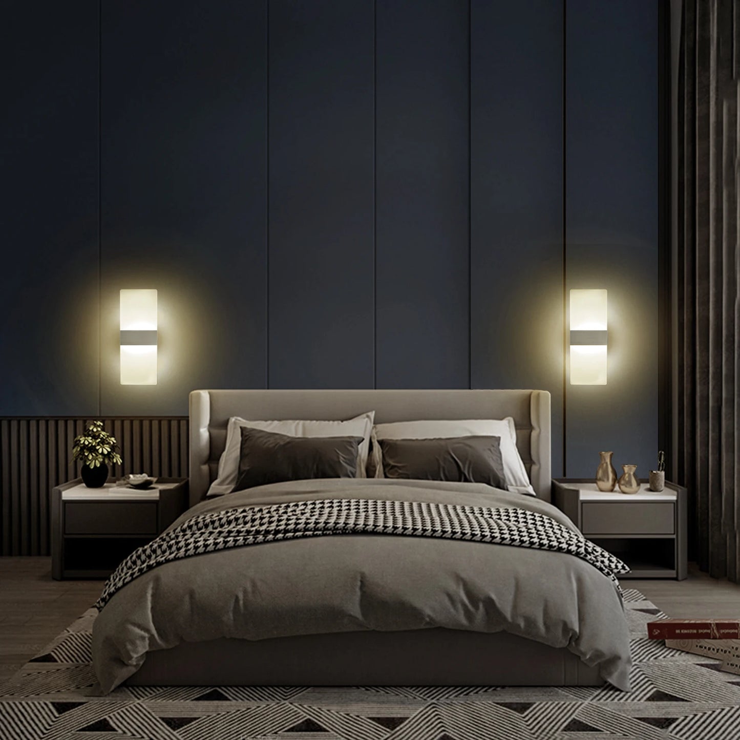 Lâmpada de parede minimalista moderna, luz de parede LED interna, fio rígido acrílico de alumínio, arandelas de escada de corredor de sala de estar de quarto