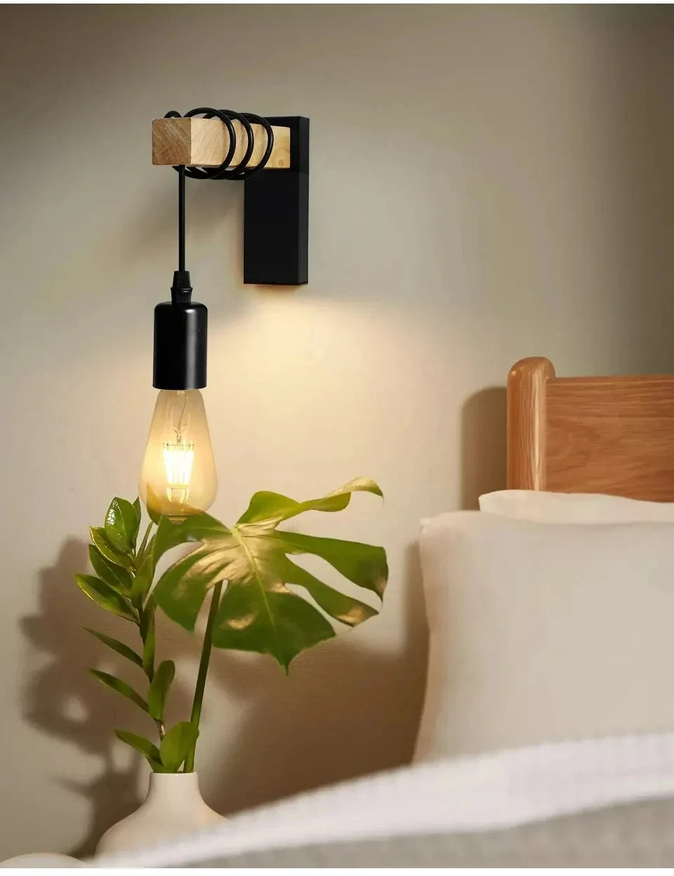 Retro madeira conduziu a lâmpada de parede e27 220v 110v industrial noite loft luminárias sala ao vivo lâmpada cabeceira decoração para banheiro restaurante