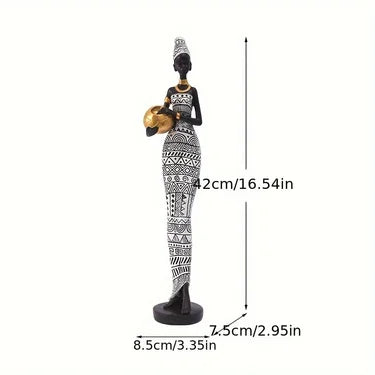Resina Pintada Decoração Estátua Preta, Mulheres Africanas Segurando Potes De Cerâmica, Itens Da Coleção Desktop, Figurinhas Retro, Casa E Quarto